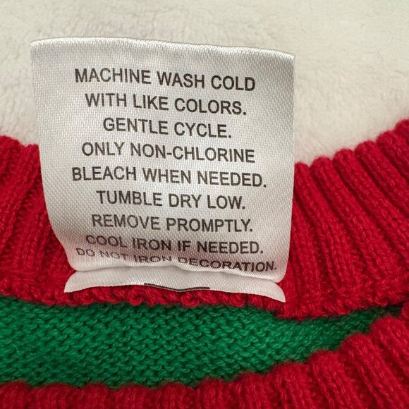 Resting Grinch Face Christmas Green & Red Pullover Womens Cozy Sweater Size XL - Picture 6 of 11
